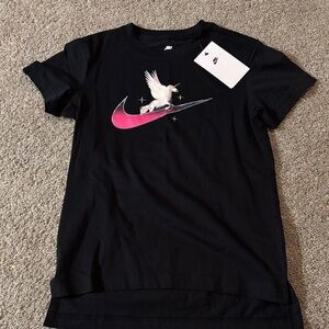 Nike Kids Black Shirt with Pink Swoosh NWT